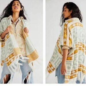 Free People OS kimono mustard and teal